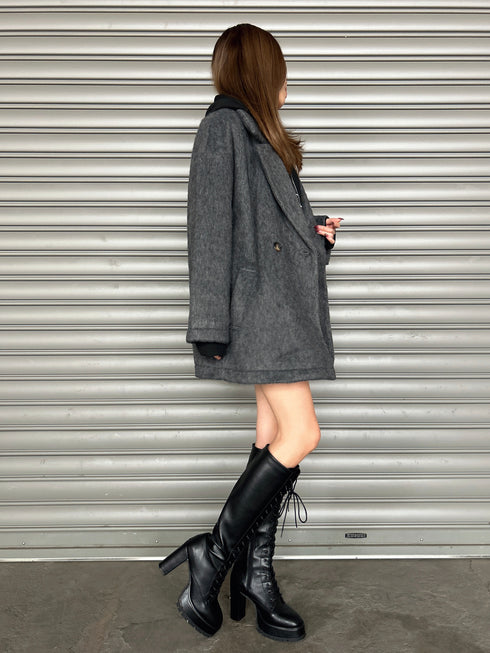 シャギーダブルミドル丈コート